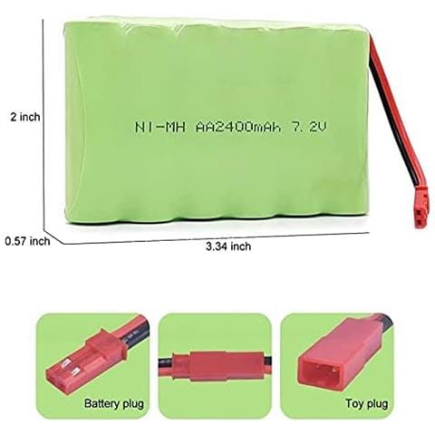 1 Pezzo Pacco Batteria Ricaricabile 7.2v 2400mah Ni-mh Aa Jst E Cavo Caricabatterie Usb Per Veicoli Rc Truck Cars - Foto 2