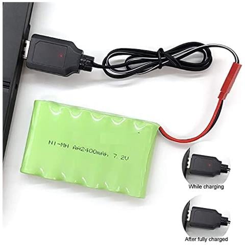 1 Pezzo Pacco Batteria Ricaricabile 7.2v 2400mah Ni-mh Aa Jst E Cavo Caricabatterie Usb Per Veicoli Rc Truck Cars - Foto 1