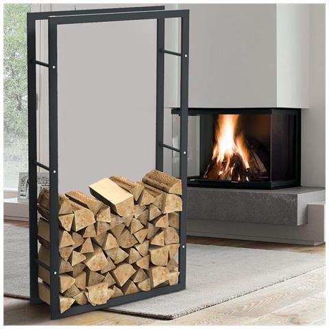 Portalegna Supporto Metallo Porta Legna Interno Legnaia Camino Stufa 150x80x25cm - Foto 1