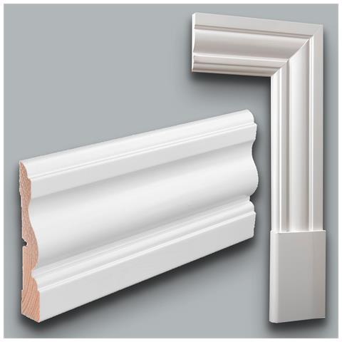 Mostrina E Battiscopa Premium In Legno Massello Mod. Vittoriano 91x15 Laccato Bianco Liscio (prezzo Al Metro) - Foto 1