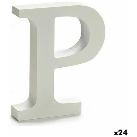 Lettera P Legno Bianco (2 X 16 X 14,5 Cm) (24 Unità) - Foto 1