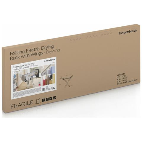 Stendibiancheria Elettrico Pieghevole Con Ali Drywing 20 Sbarre 230 W - Foto 2