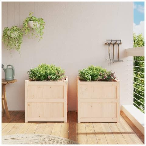 Fioriere Da Giardino 2 Pz In Legno Massello Di Pino - Foto 3