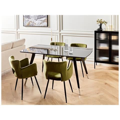 Tavolo Da Pranzo Mossle Nero 160 Cm 90 Cm - Foto 1