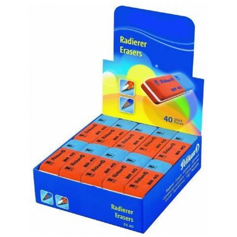 Trade Shop - Set Confezione 40 Pezzi Gomme Per Cancellare Rosso Blu Br40 Per Scuola Ufficio - Foto 1
