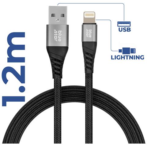 Cavo Da Usb A Lightning 2,4a Carica Sincronizzazione Nylon 1,2m, Nero - Foto 2
