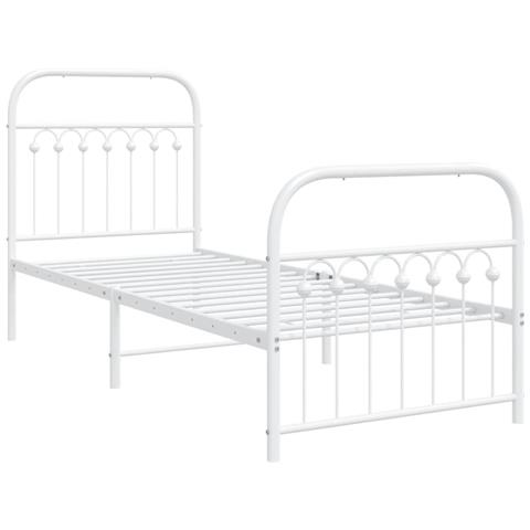 Giroletto Con Testiera E Pediera Metallo Bianco 75x190 Cm - Foto 1