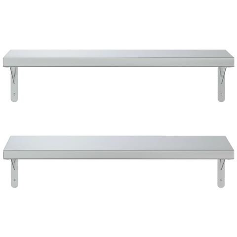 Mensole A Muro 2 Pz 75x23,5 Cm Argento In Acciaio Inossidabile - Foto 2