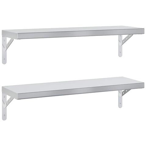 Mensole A Muro 2 Pz 75x23,5 Cm Argento In Acciaio Inossidabile - Foto 1