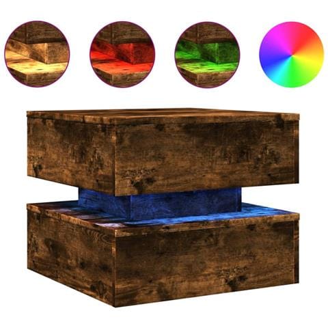Tavolino Da Soggiorno Con Luci Led Rovere Sonoma 50x50x40 Cm - Foto 2