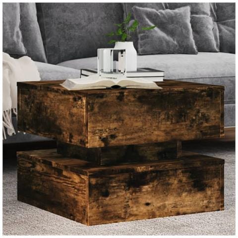Tavolino Da Soggiorno Con Luci Led Rovere Sonoma 50x50x40 Cm - Foto 1