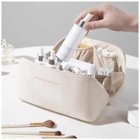 Spaziosa Borsa Da Toilette/trucco Beige - Foto 5