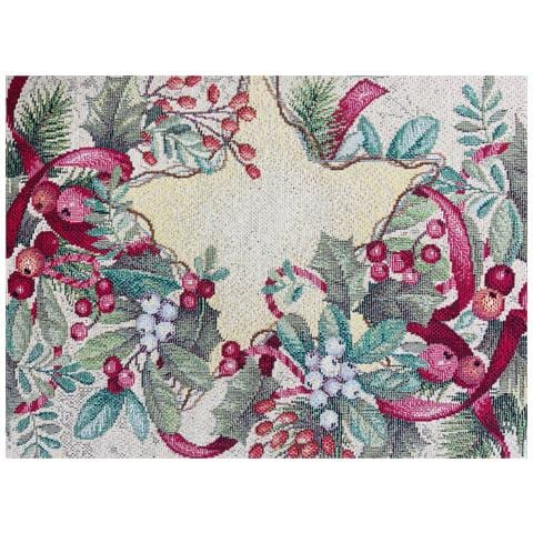 Tovaglia Natale Centrino Runner Centrotavola Natalizio Gobelin Silver Stella 1310 45x140 Silver Stella - Foto 2