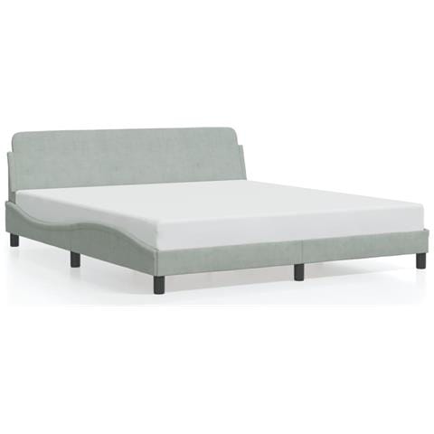 Giroletto Senza Materasso Grigio Chiaro 180x200 Cm Velluto - Foto 2