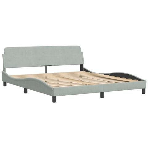 Giroletto Senza Materasso Grigio Chiaro 180x200 Cm Velluto - Foto 3