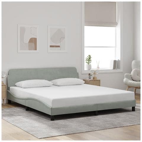 Giroletto Senza Materasso Grigio Chiaro 180x200 Cm Velluto - Foto 1