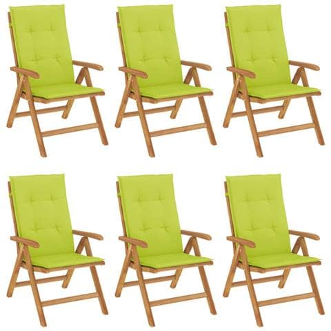 Sedie da Giardino Reclinabili con Cuscini 6 pz in Legno di Teak - Foto 1
