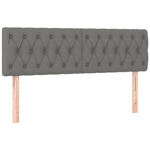 Letto a Molle Materasso e LED Grigio Scuro 140x200cm in Tessuto - Foto 2