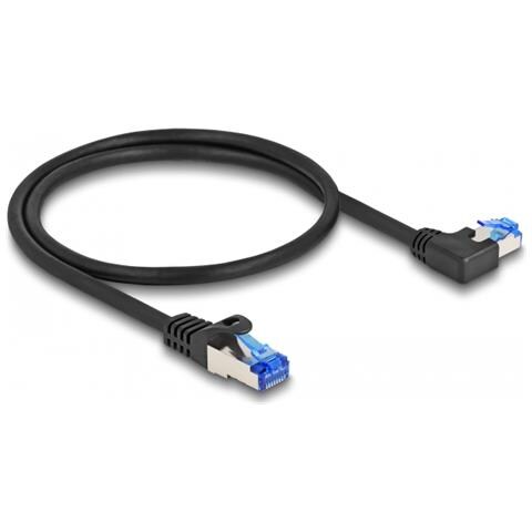Cavo di rete RJ45 Cat. 6A S /FTP dritto / angolato a sinistra da 0,5 m nero - Foto 2