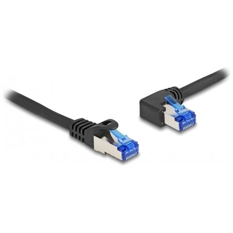 Cavo di rete RJ45 Cat. 6A S /FTP dritto / angolato a sinistra da 0,5 m nero - Foto 1
