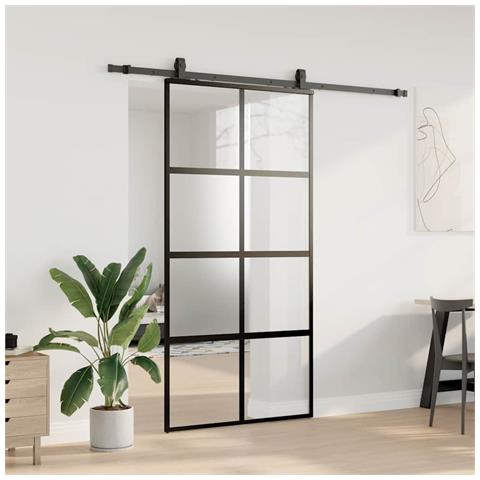 Porta Scorrevole Ferramenta Nera 102,5x205 cm Vetro Temperato - Foto 2