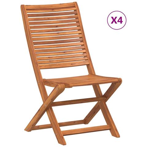 Sedie Da Giardino Pieghevoli 4pz In Legno Massello Di Acacia - Foto 2