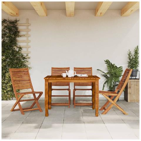 Sedie Da Giardino Pieghevoli 4pz In Legno Massello Di Acacia - Foto 3