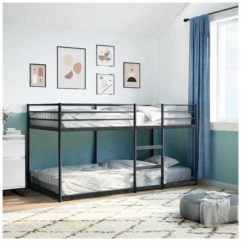 Letto A Castello Senza Materasso Nero 100x190 Cm In Acciaio - Foto 3