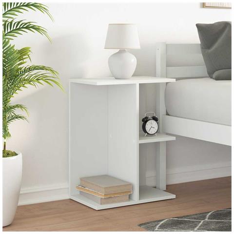 Comodino Bianco 46,5x29x61 Cm In Legno Multistrato - Foto 3