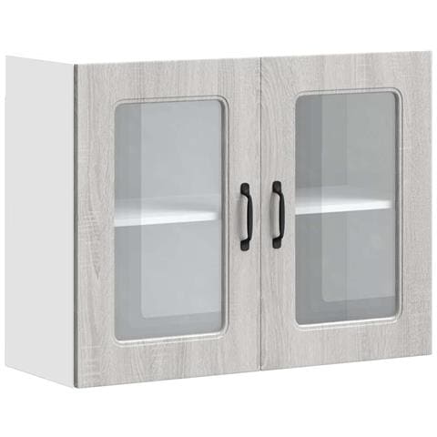 Pensile Da Cucina Con Porta In Vetro Kalmar Grigio Sonoma - Foto 2