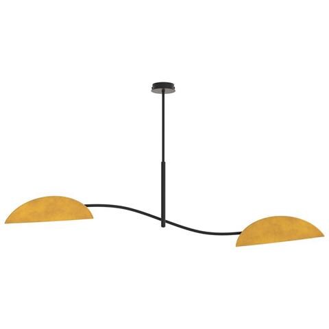 Lampada A Sospensione Lotus In Acciaio E Velluto Senape - Foto 1