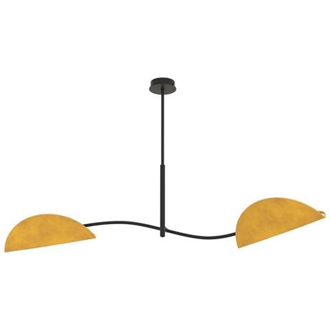 Lampada A Sospensione Lotus In Acciaio E Velluto Senape - Foto 2