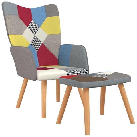 Lusso Casadino -  Poltrona Relax Con Poggiapiedi In Tessuto Patchwork - Foto 1