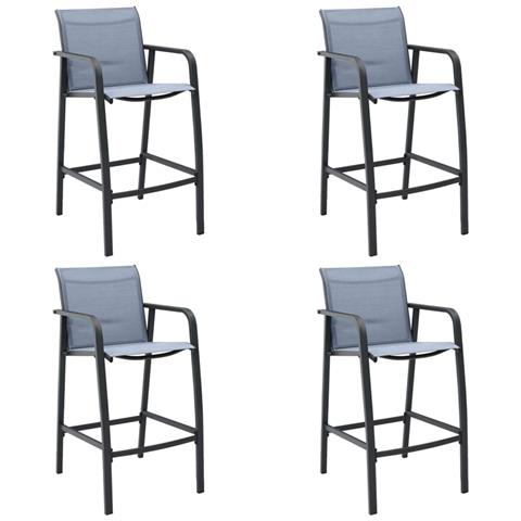 Sgabelli Da Bar Da Giardino 4 Pz Grigi In Textilene - Foto 2