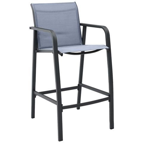 Sgabelli Da Bar Da Giardino 4 Pz Grigi In Textilene - Foto 1