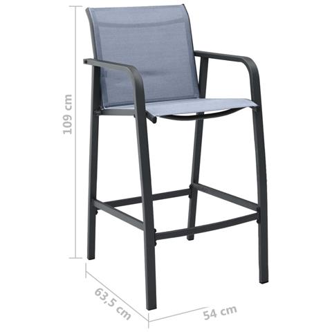 Sgabelli Da Bar Da Giardino 4 Pz Grigi In Textilene - Foto 7
