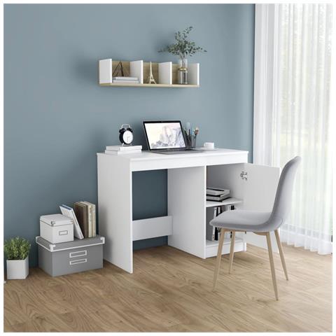 Lusso Casadino -  Scrivania Bianca 100x50x76 Cm In Legno Multistrato - Foto 2