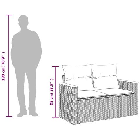 Divano da Giardino con Cuscini a 2 Posti Beige in Polyrattan - Foto 9