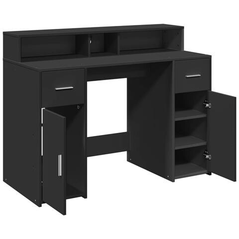 Scrivania con Luci LED Nera 120x55x91 cm in Legno Multistrato - Foto 9