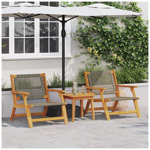 Sedie da Giardino 2 pezzi Grigio 76x67x73.5 cm Legno Massello di Acacia - Foto 2