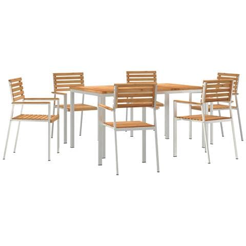 Set Pranzo Giardino 7 Pezzi Legno Massello Teak - Foto 1
