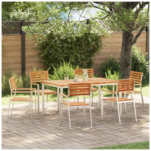 Set Pranzo Giardino 7 Pezzi Legno Massello Teak - Foto 2