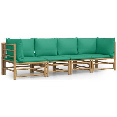 Set Salotto da Giardino 4pz con Cuscini Verdi Bambù - Foto 1