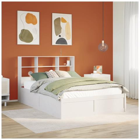 Giroletto senza Materasso Bianco 140x200 cm Legno Massello Pino - Foto 2