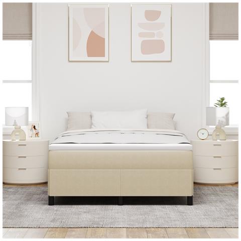 Struttura Letto Verde Chiaro Grigio 140x200 cm Tessuto a Coste - Foto 2