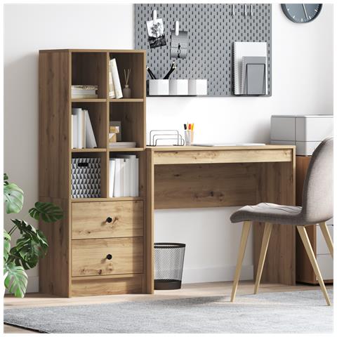 Scrivania con archiviazione Rovere Artigianale Legno ingegnerizzato - Foto 2