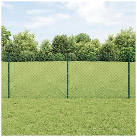 Recinzione a Rete Metallica con 22 Paletti U Verde 0.8x25 m in Acciaio - Foto 2