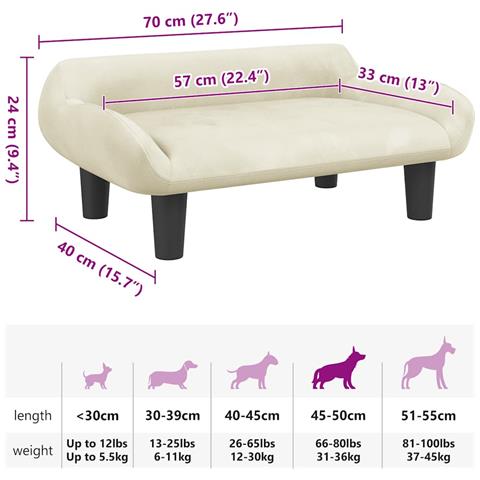 Lettino per Cani Crema 70x40x24 cm in Velluto - Foto 7