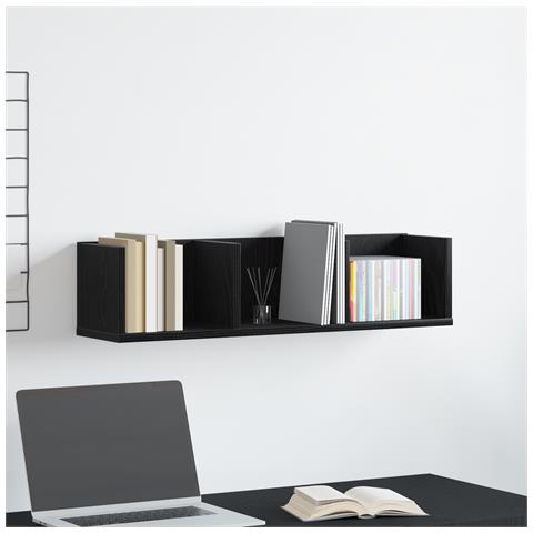 Mensola a Muro per CD  Rovere Nero 75x18x18 cm in Legno Ingegnerizzato - Foto 2