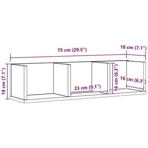 Mensola a Muro per CD  Rovere Nero 75x18x18 cm in Legno Ingegnerizzato - Foto 9